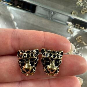 Gold and Black Leopard Earrings